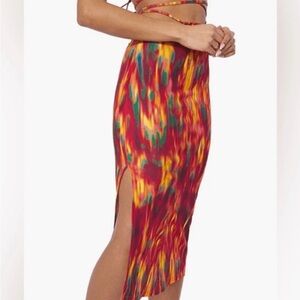 NWT WeWoreWhat Fire Tie Dye Cutout Skirt in Spicy Orange, Various Sizes